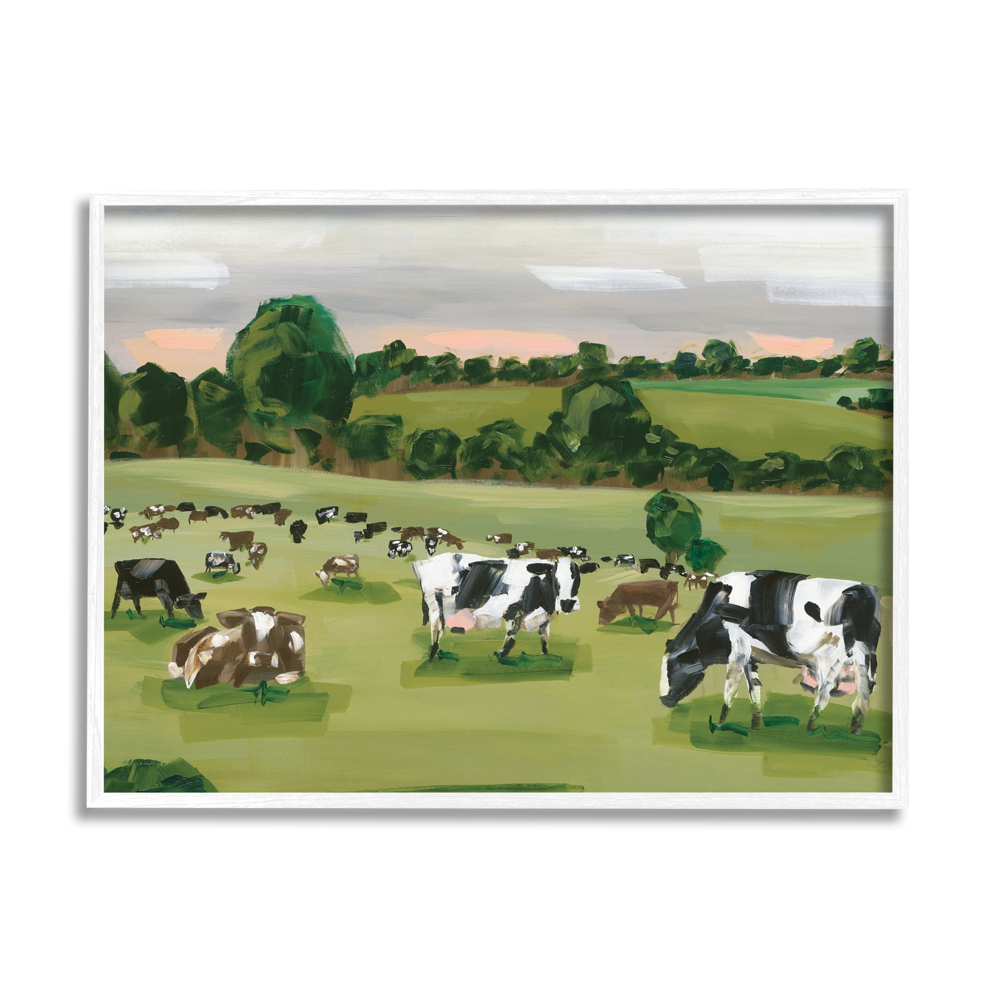 Stupell Industries Cow Grasslands Cattle Countryside Sunset Plains,14 x 11, Design by Hollihocks Art