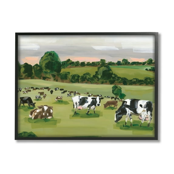 Stupell Industries Cow Grasslands Cattle Countryside Sunset Plains,14 x 11, Design by Hollihocks Art