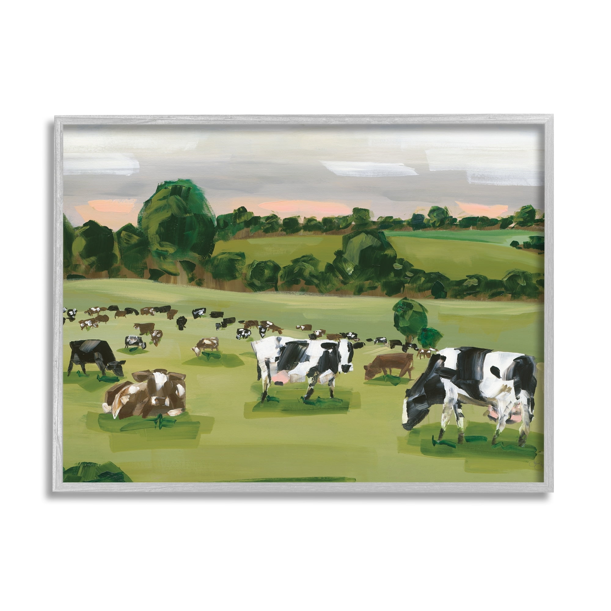 Stupell Industries Cow Grasslands Cattle Countryside Sunset Plains,20 x 16, Design by Hollihocks Art