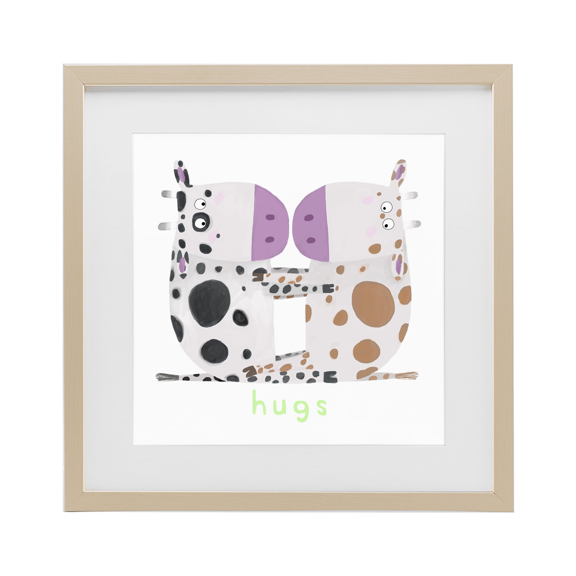 Stupell Industries Cow Hugs Symmetry Birch Framed Print Under Glass, design by Carla Daly