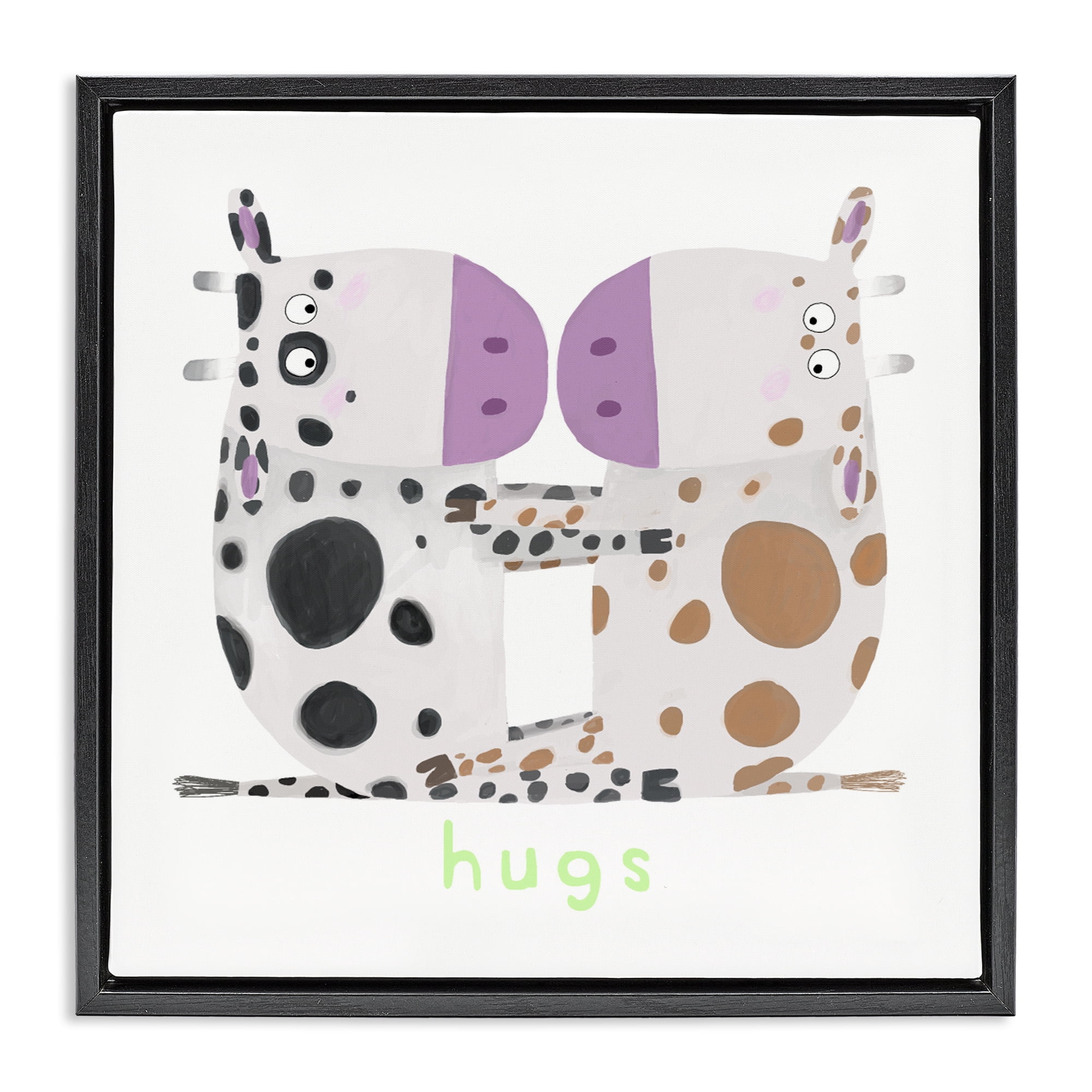 Stupell Industries Cow Hugs Symmetry Black Framed Floater Canvas Wall Art, design by Carla Daly