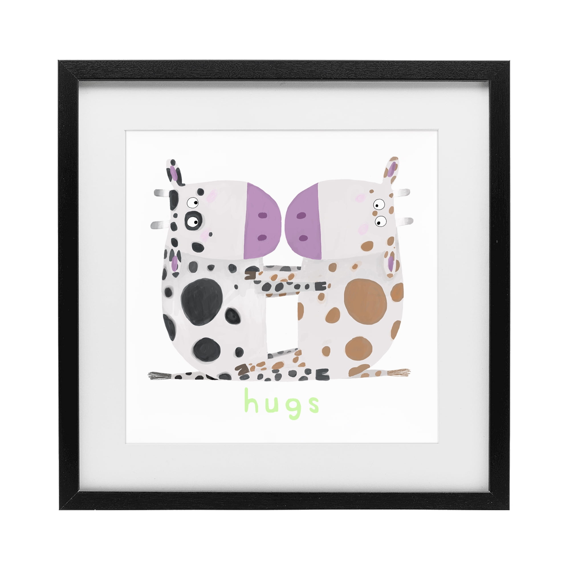 Stupell Industries Cow Hugs Symmetry Black Framed Print Under Glass, design by Carla Daly