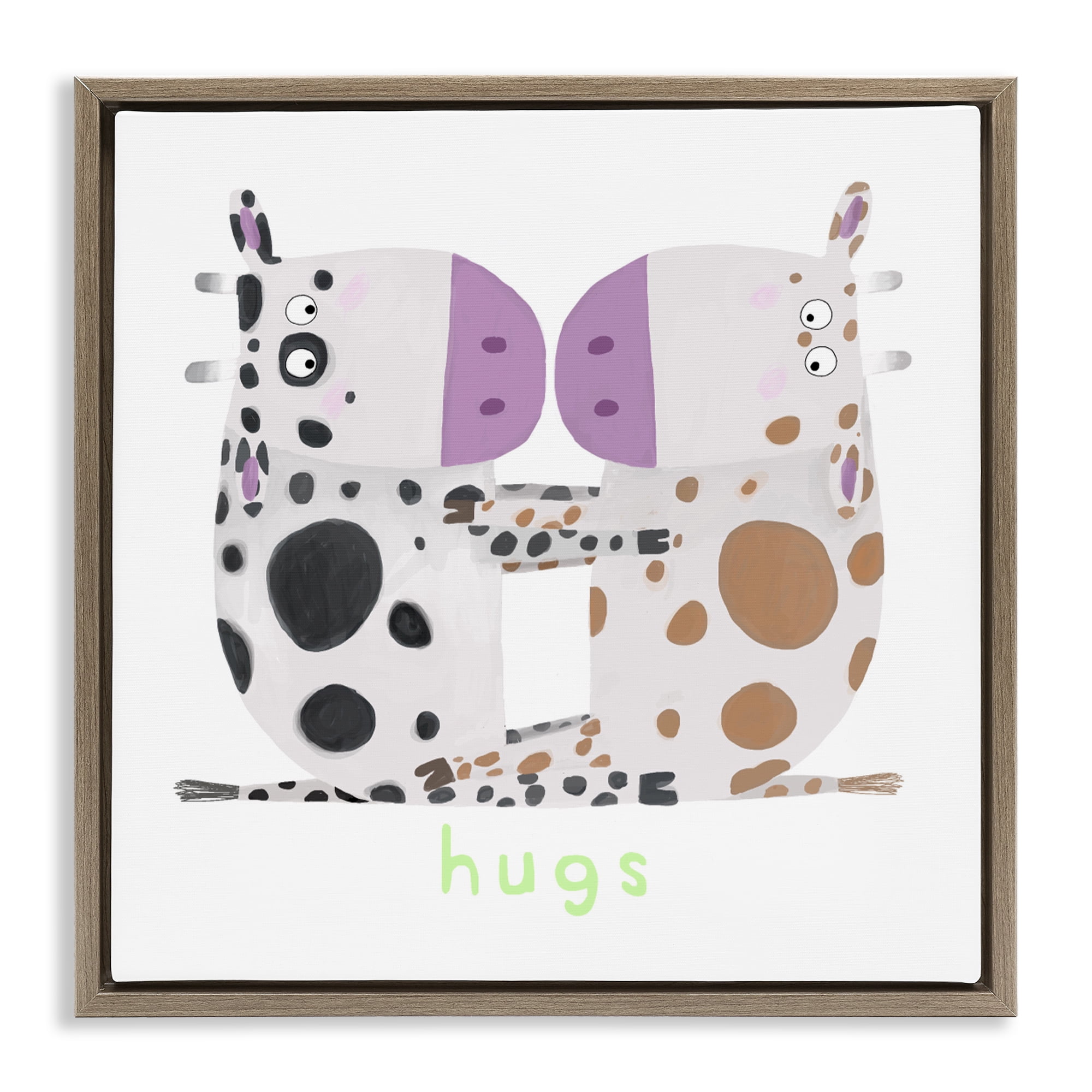 Stupell Industries Cow Hugs Symmetry Brown Framed Floater Canvas Wall Art, design by Carla Daly