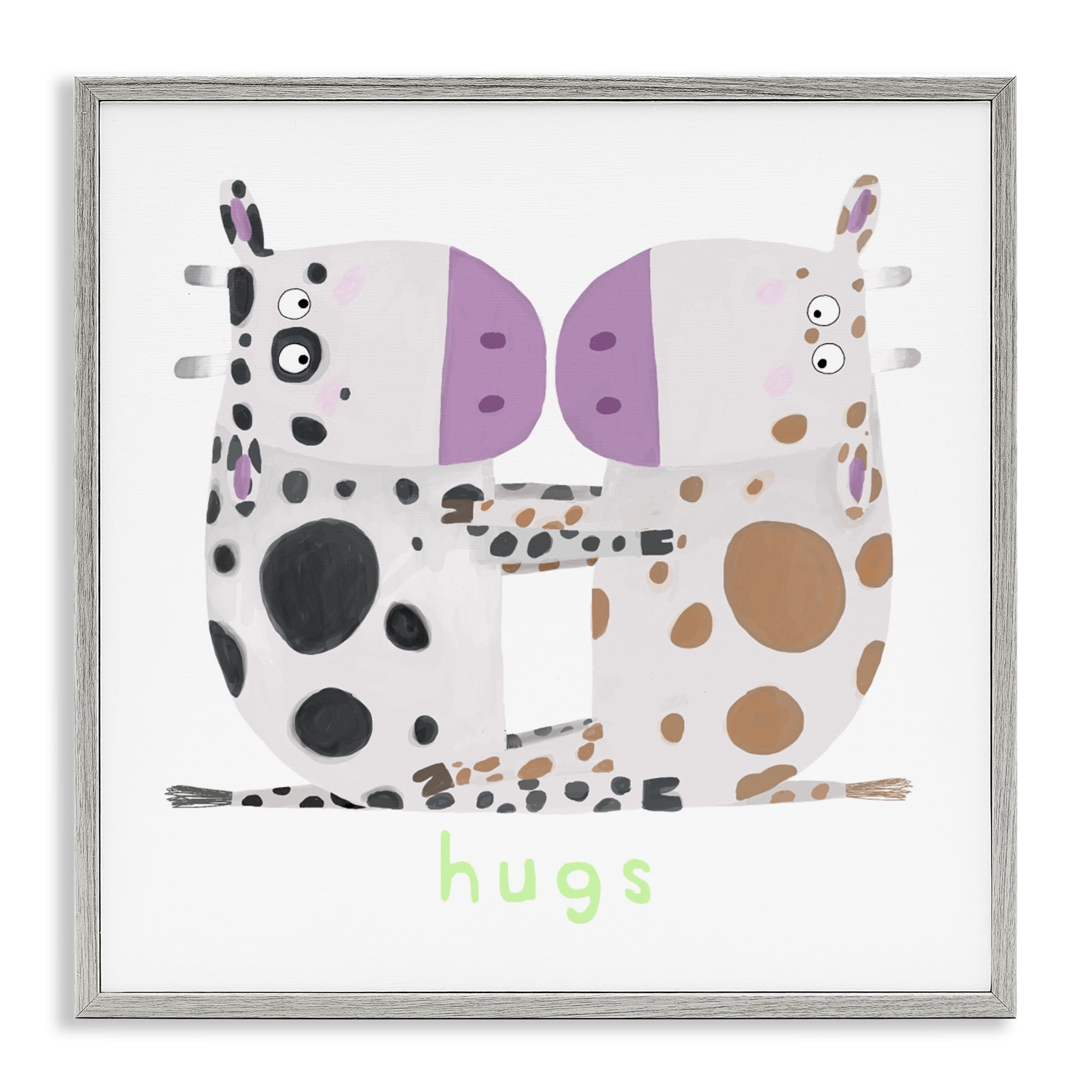 Stupell Industries Cow Hugs Symmetry Gray Framed Giclee Art, design by Carla Daly