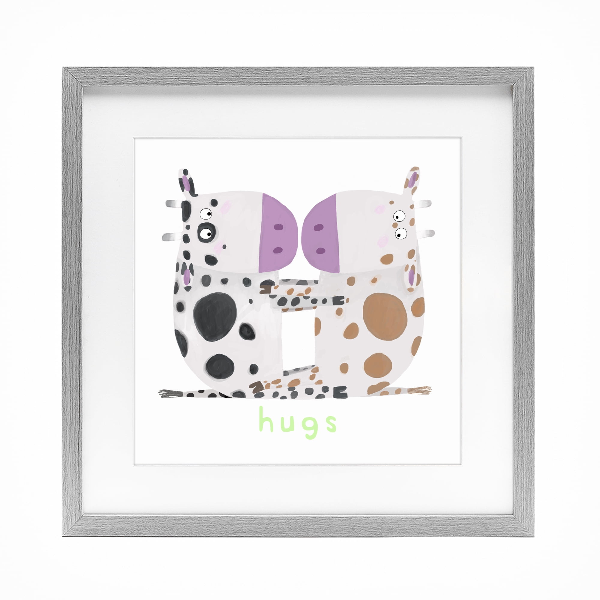 Stupell Industries Cow Hugs Symmetry Gray Framed Print Under Glass, design by Carla Daly