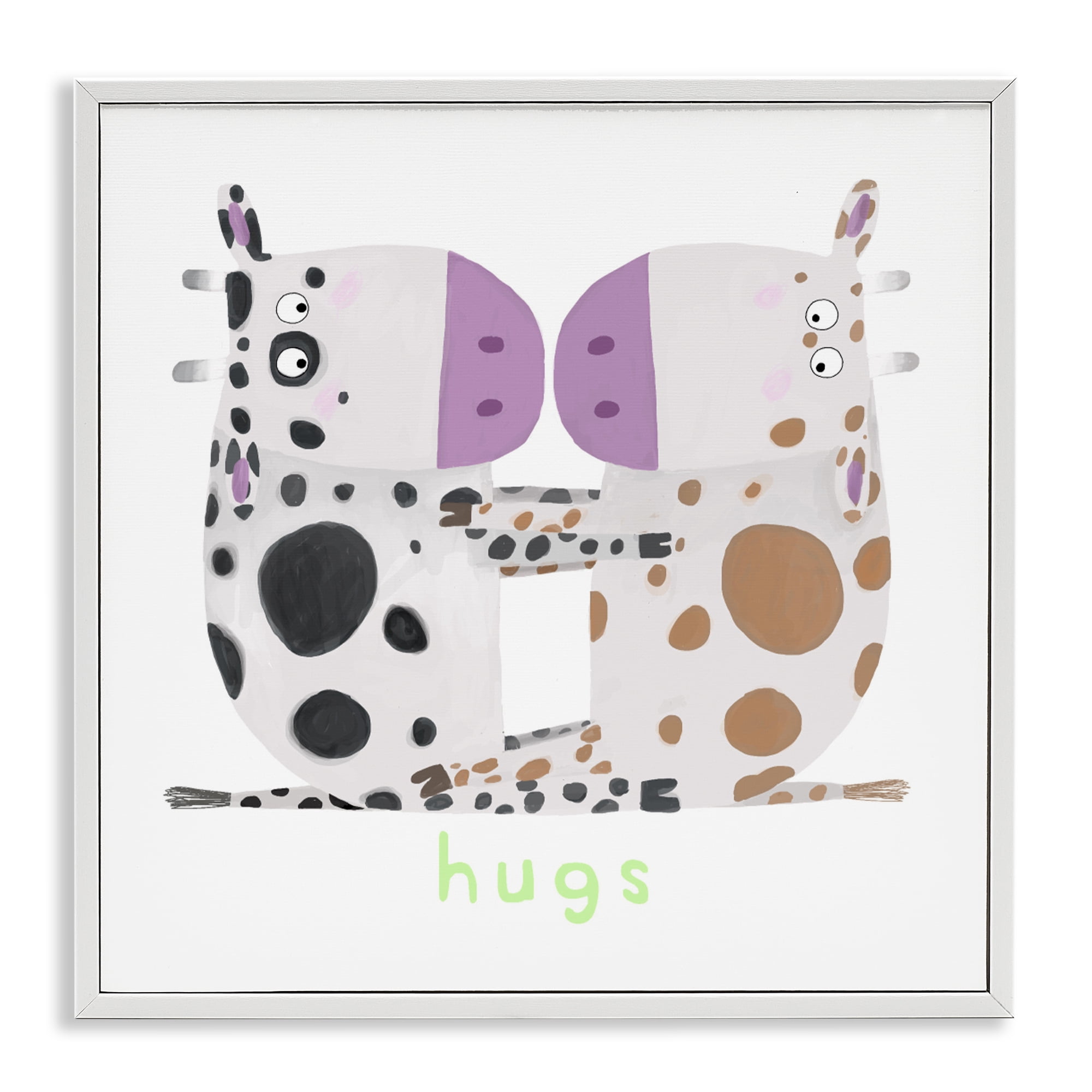 Stupell Industries Cow Hugs Symmetry White Framed Giclee Art, design by Carla Daly