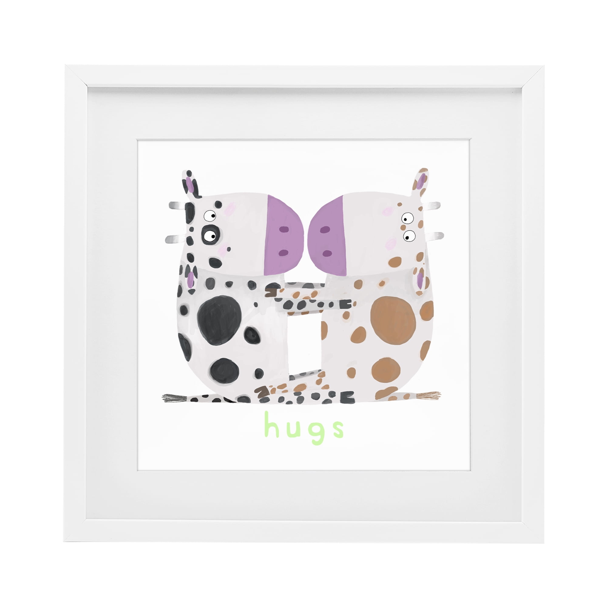 Stupell Industries Cow Hugs Symmetry White Framed Print Under Glass, design by Carla Daly