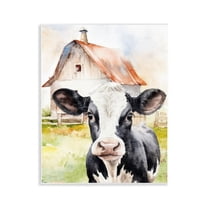 Stupell Industries Cow Little at Farm Animals Painting Unframed Art Print Wall Art, 11 x 14