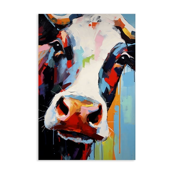 Stupell Industries Contemporary Cow Of Many Colors Canvas Art, 16 x 24, by Creative Studio