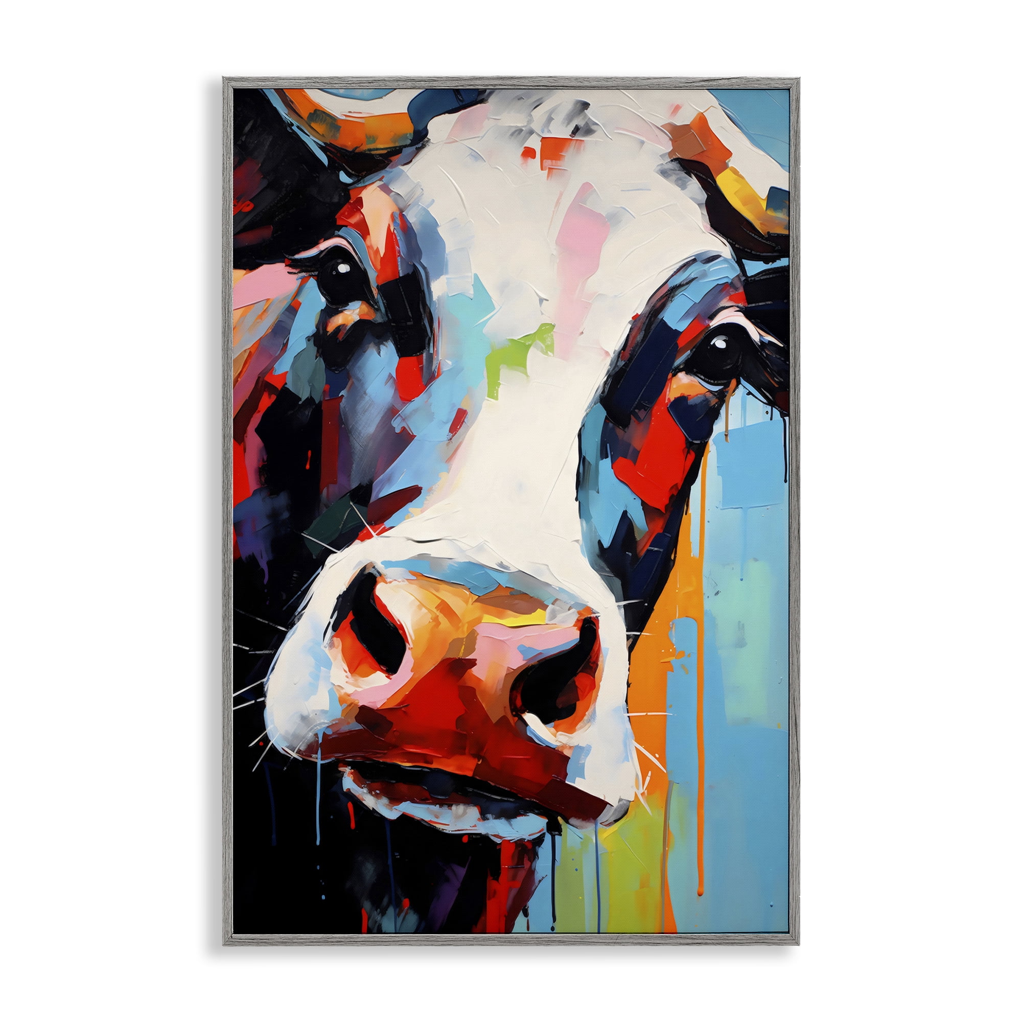 Stupell Industries Cow Of Many Colors Gray Framed Giclee Art, design by Creative Studio