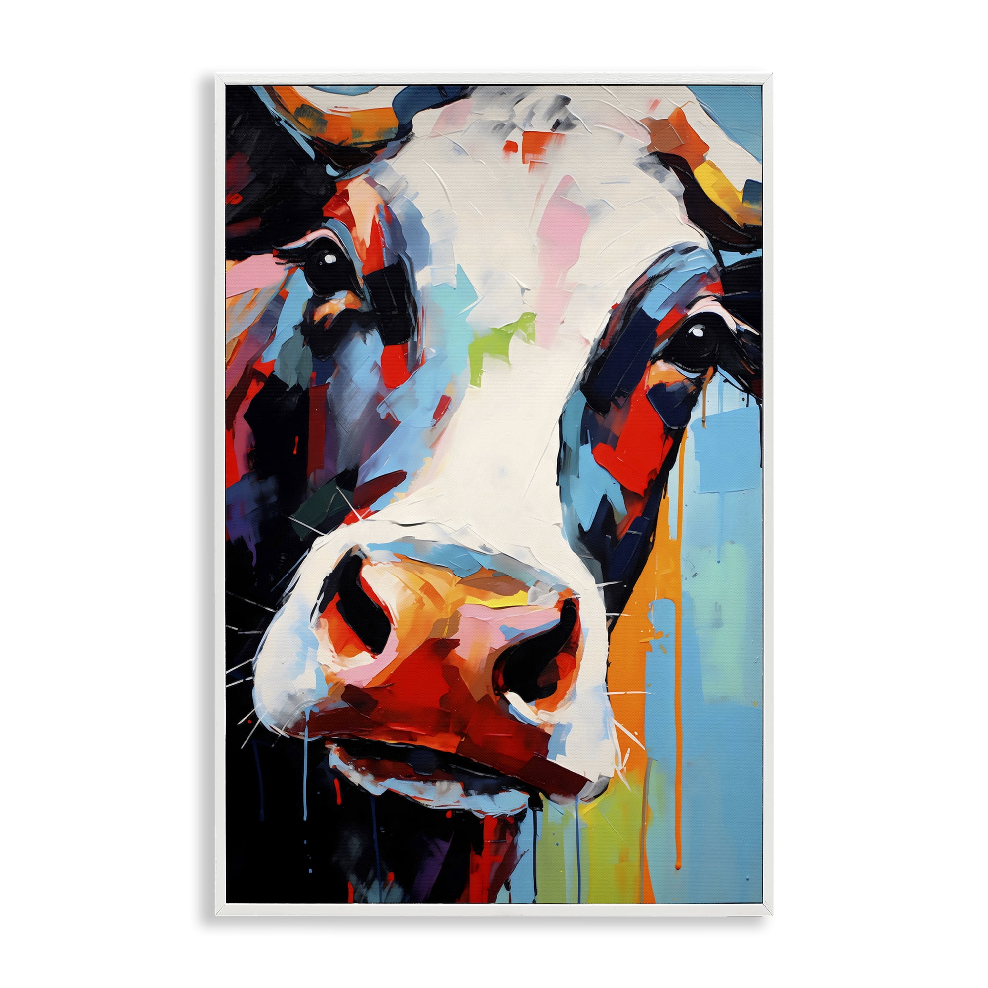 Stupell Industries Cow Of Many Colors White Framed Giclee Art, design by Creative Studio
