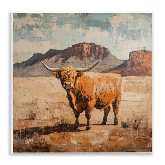 Stupell Industries Cow Of The Desert Wall Plaque Art design by Petal Prints Design, 12 x 12