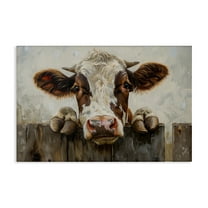 Stupell Industries Cow On Fence Animals & Insects Painting Gallery Wrapped Canvas Art Print Wall Art, 24 x 16