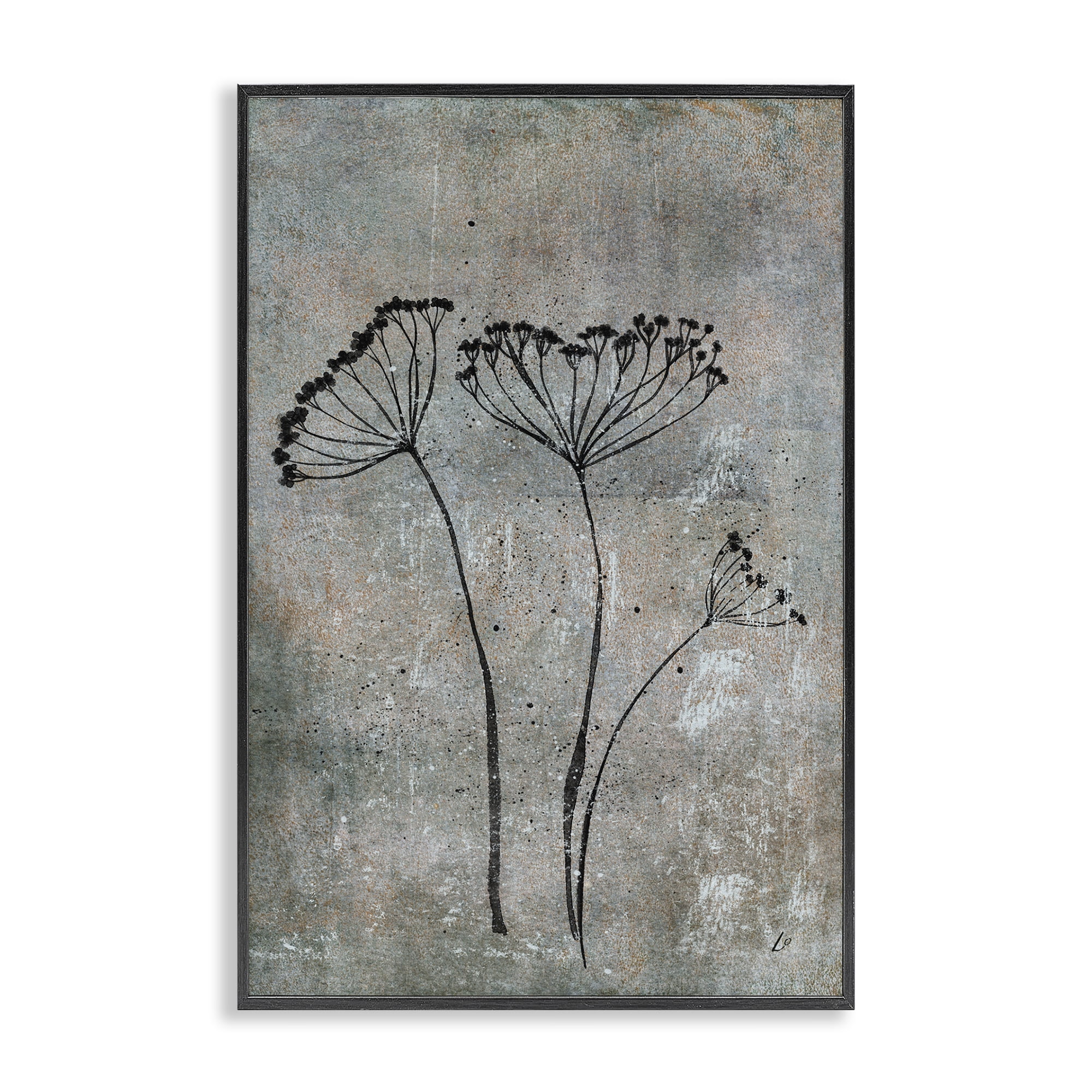 Stupell Industries Cow Parsley Sprigs Plants & Flowers Painting Black Framed Art Print Wall Art, 20 x 30