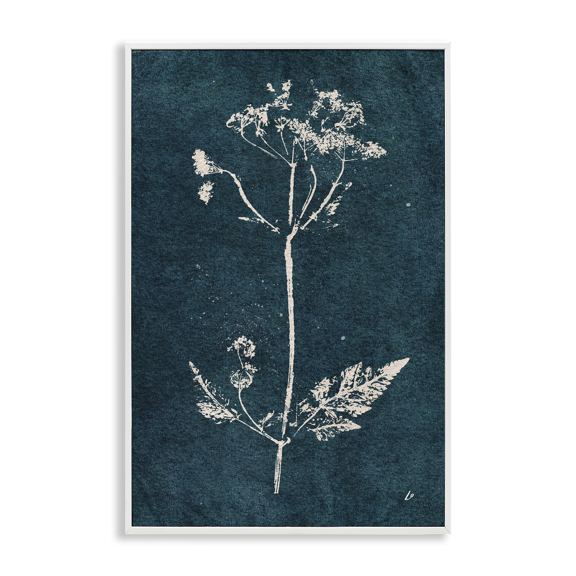 Stupell Industries Cow Parsley Stem Plants & Flowers Painting White Framed Art Print Wall Art, 12 x 18
