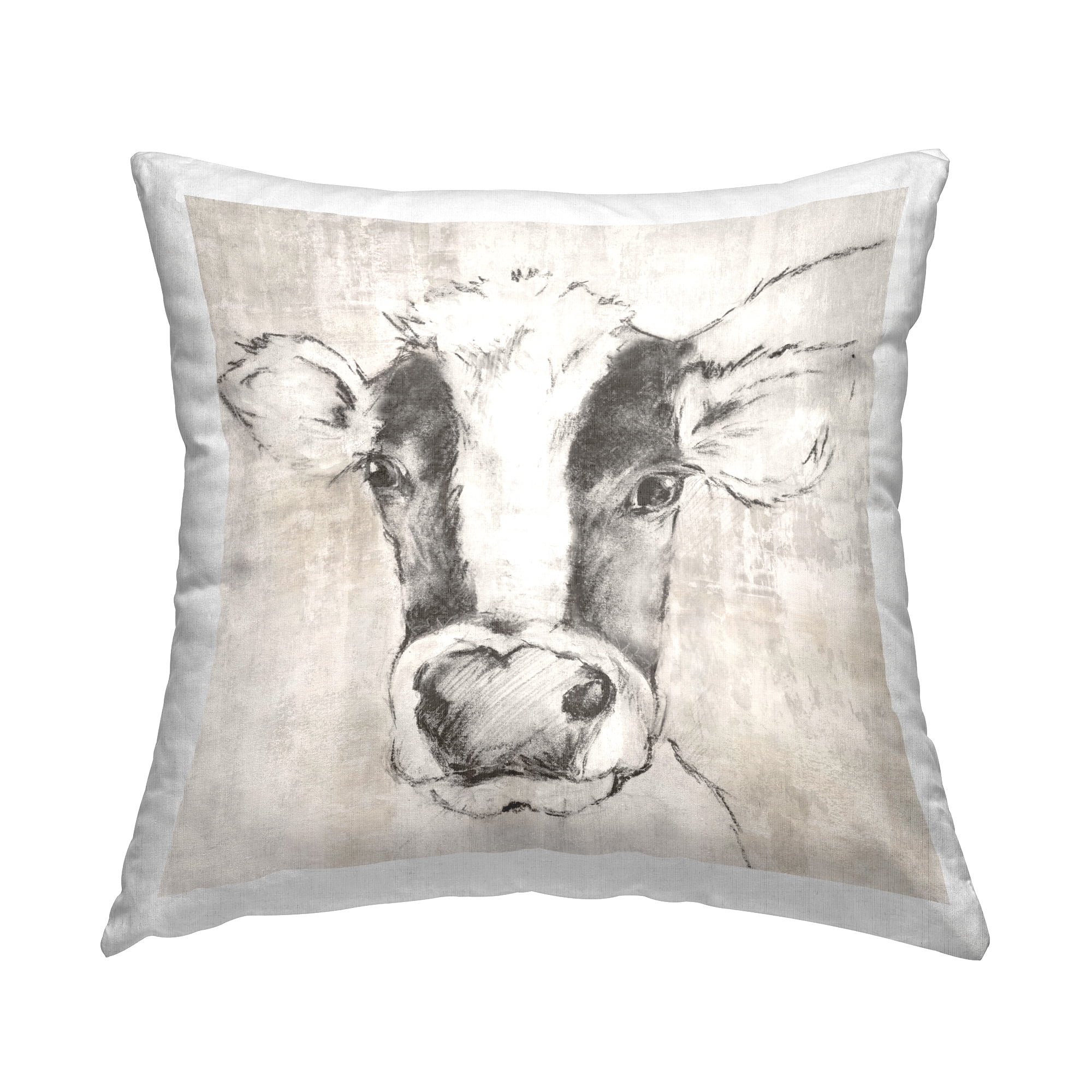 Stupell Industries Cow Sketch Impression Decorative Printed Throw Pillow Design by Eli Jones.
