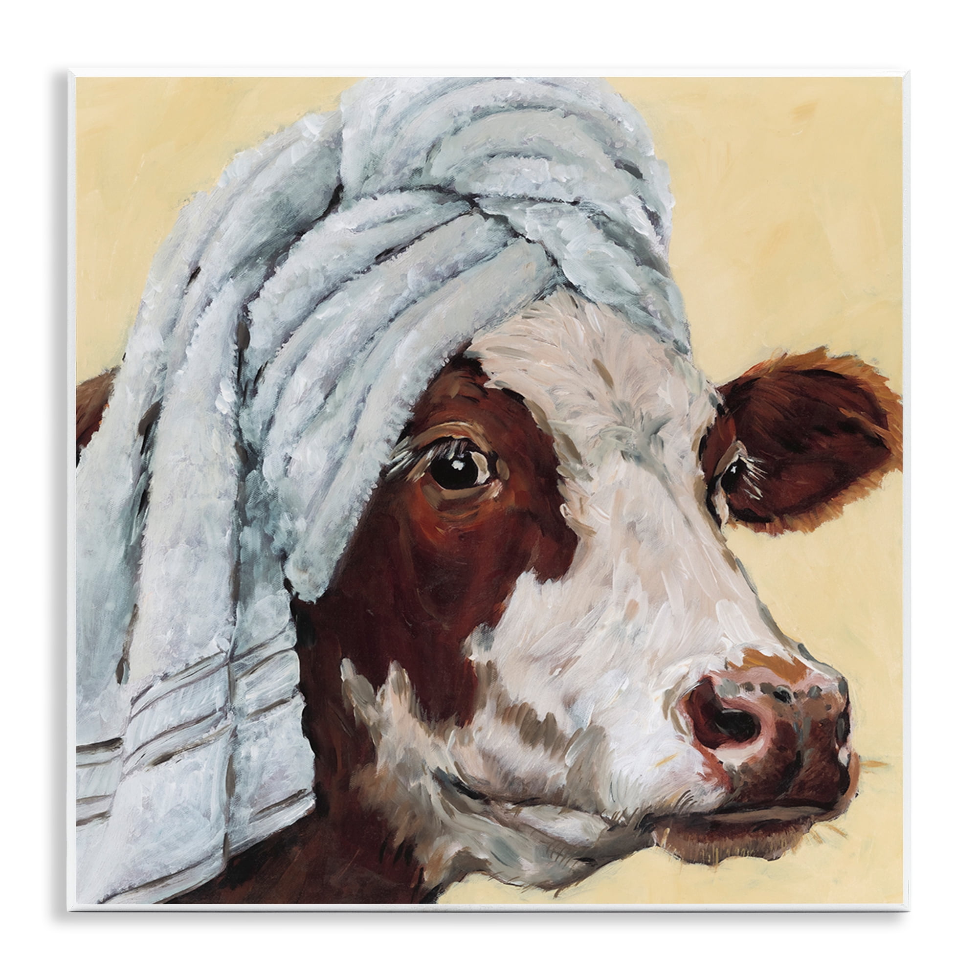 Stupell Industries Cow Spa with Towel Wall Plaque Art, design by Studio Bautista