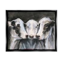 Stupell Industries Cow Trio Painting Animals & Insects Painting Black Floater Framed Canvas Art Print Wall Art, 21 x 17