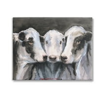 Stupell Industries Cow Trio Painting Animals & Insects Painting Gallery Wrapped Canvas Art Print Wall Art, 20 x 16
