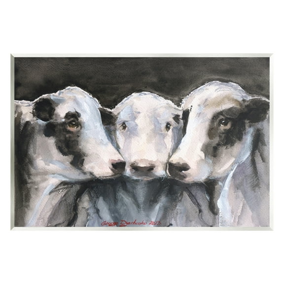 Stupell Industries Cow Trio Painting Animals & Insects Painting Unframed Art Print Wall Art, 15 x 10