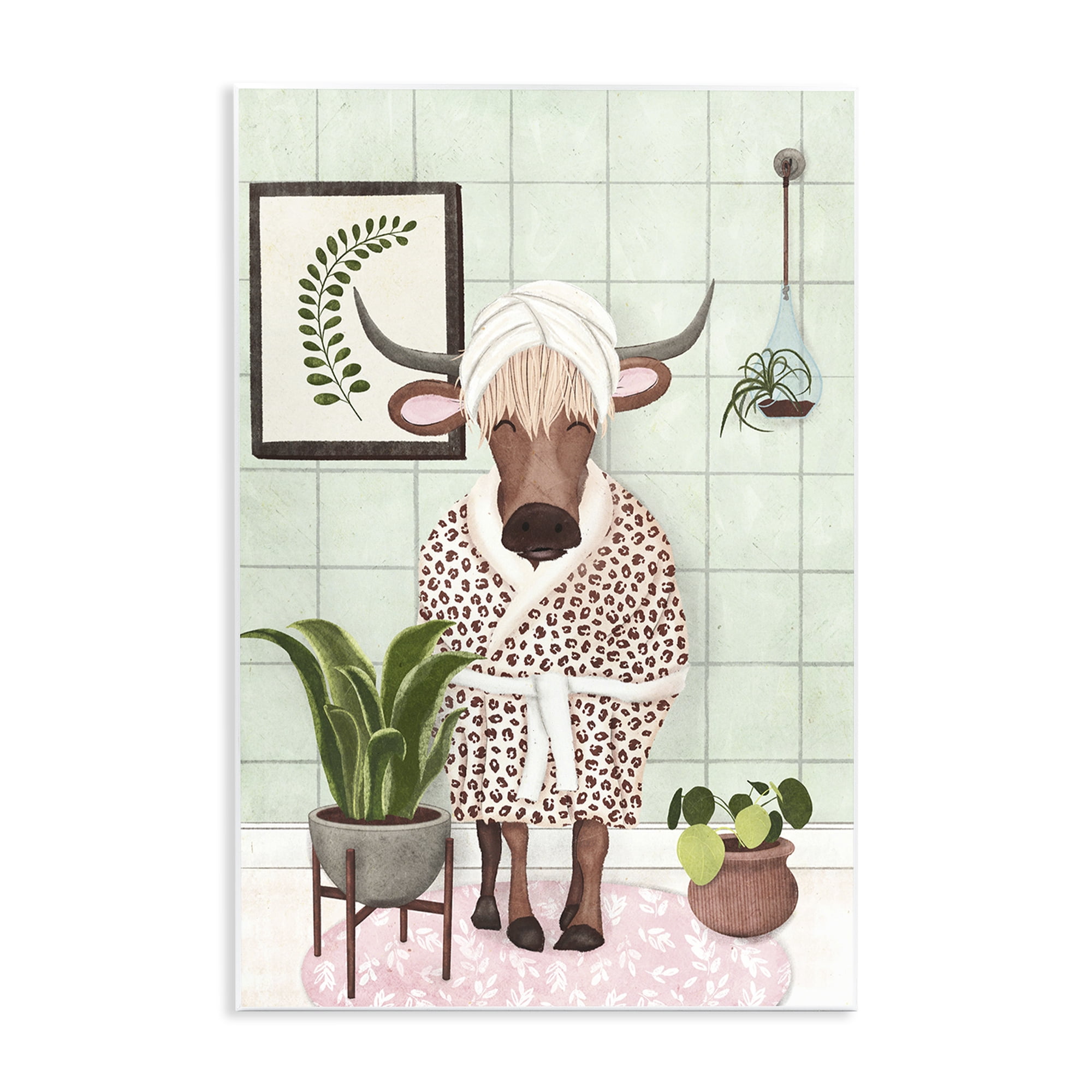 Stupell Industries Cow in Bathrobe Typography Painting Unframed Art Print Wall Art, 10 x 15