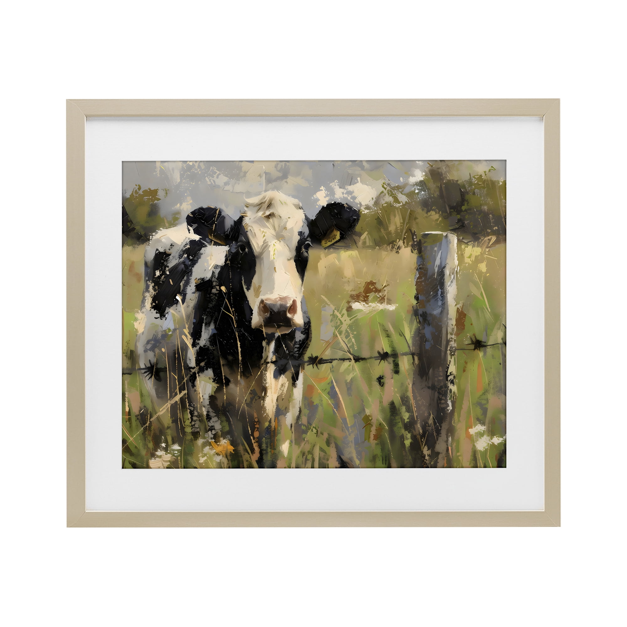 Stupell Industries Cow in Summer Pasture Birch Framed Print Under Glass, design by Creative Studio