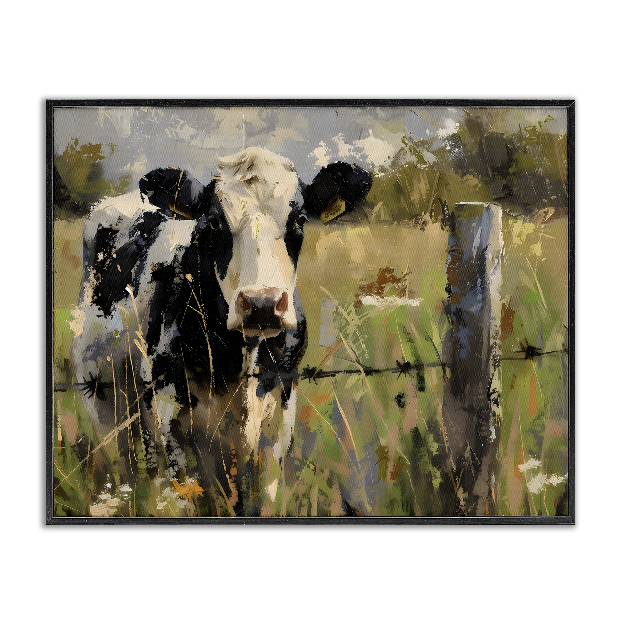 Stupell Industries Cow in Summer Pasture Black Framed Giclee Art, design by Creative Studio