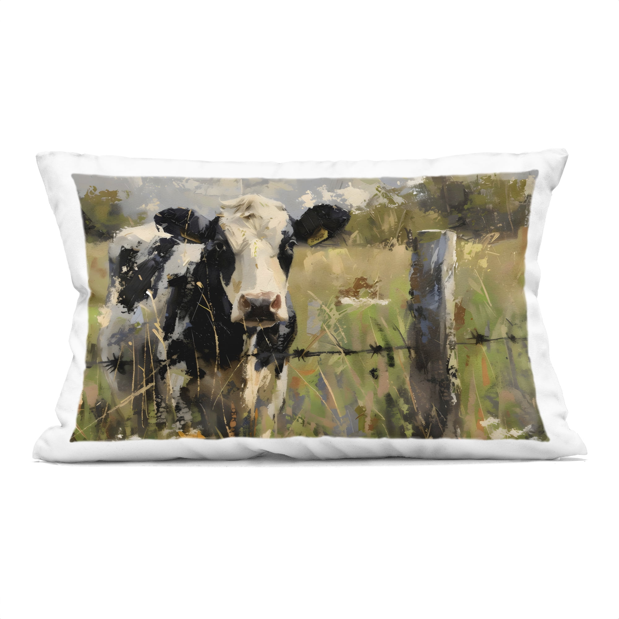 Stupell Industries Cow in Summer Pasture Decorative Printed Throw Pillow, design by Creative Studio, 14 x 7 x 20