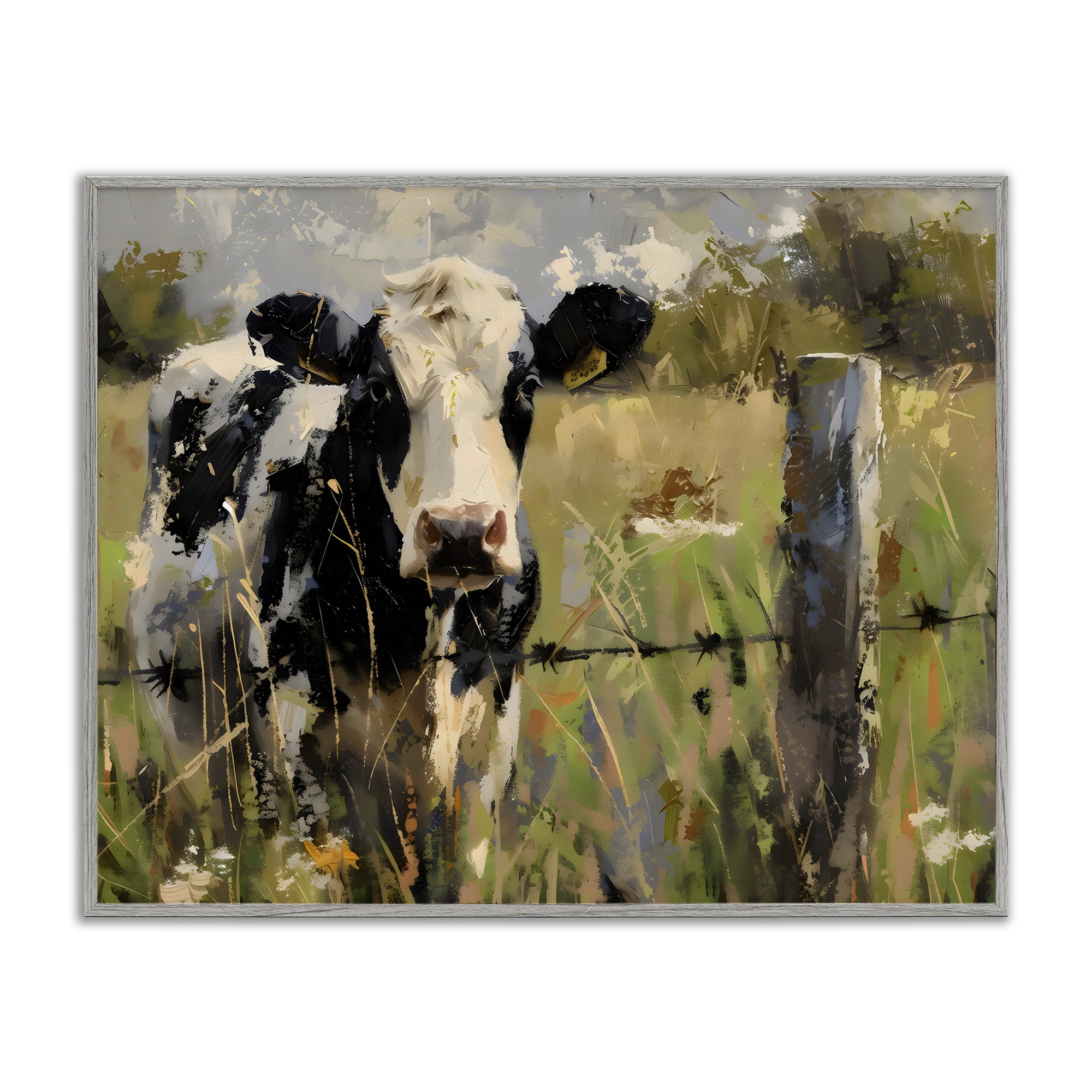Stupell Industries Cow in Summer Pasture Gray Framed Giclee Art, design by Creative Studio