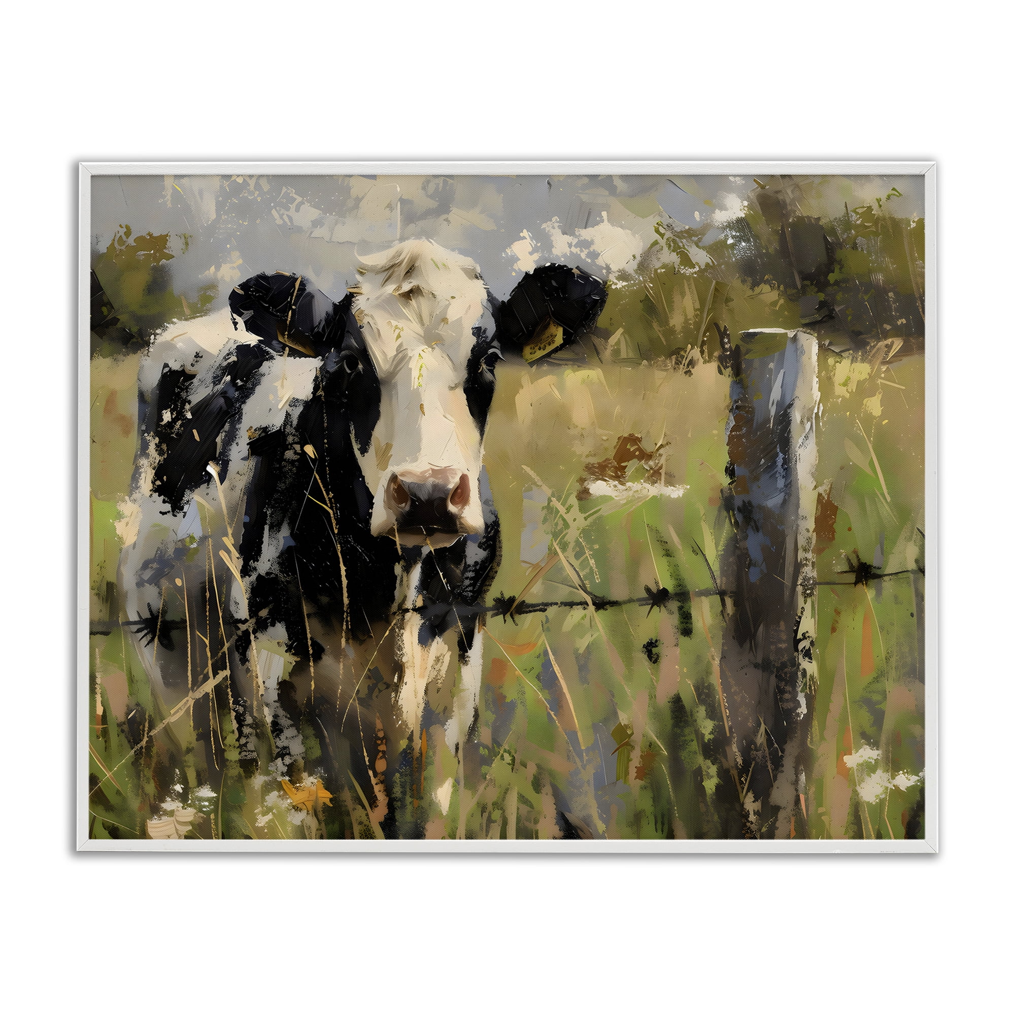 Stupell Industries Cow in Summer Pasture White Framed Giclee Art, design by Creative Studio