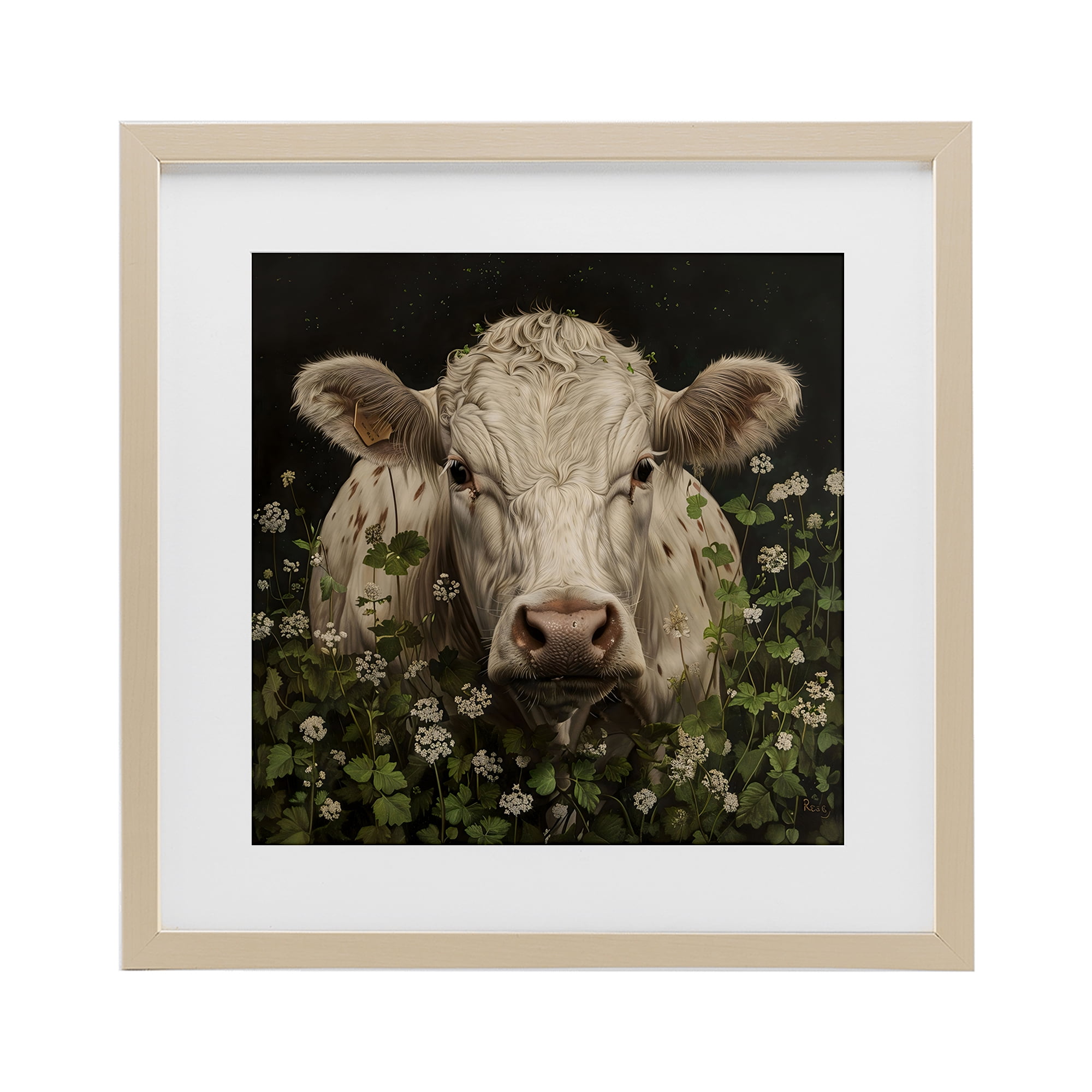 Stupell Industries Cow in the Green Meadow Birch Framed Print Under Glass, design by Creative Studio
