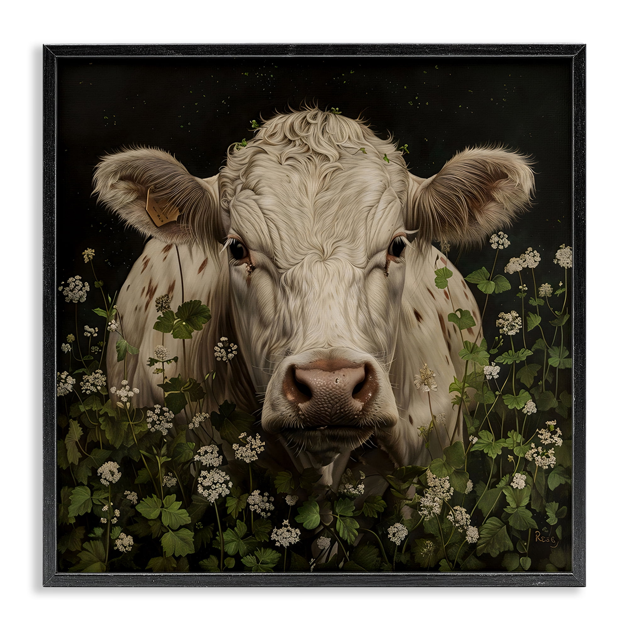 Stupell Industries Cow in the Green Meadow Black Framed Giclee Art, design by Creative Studio