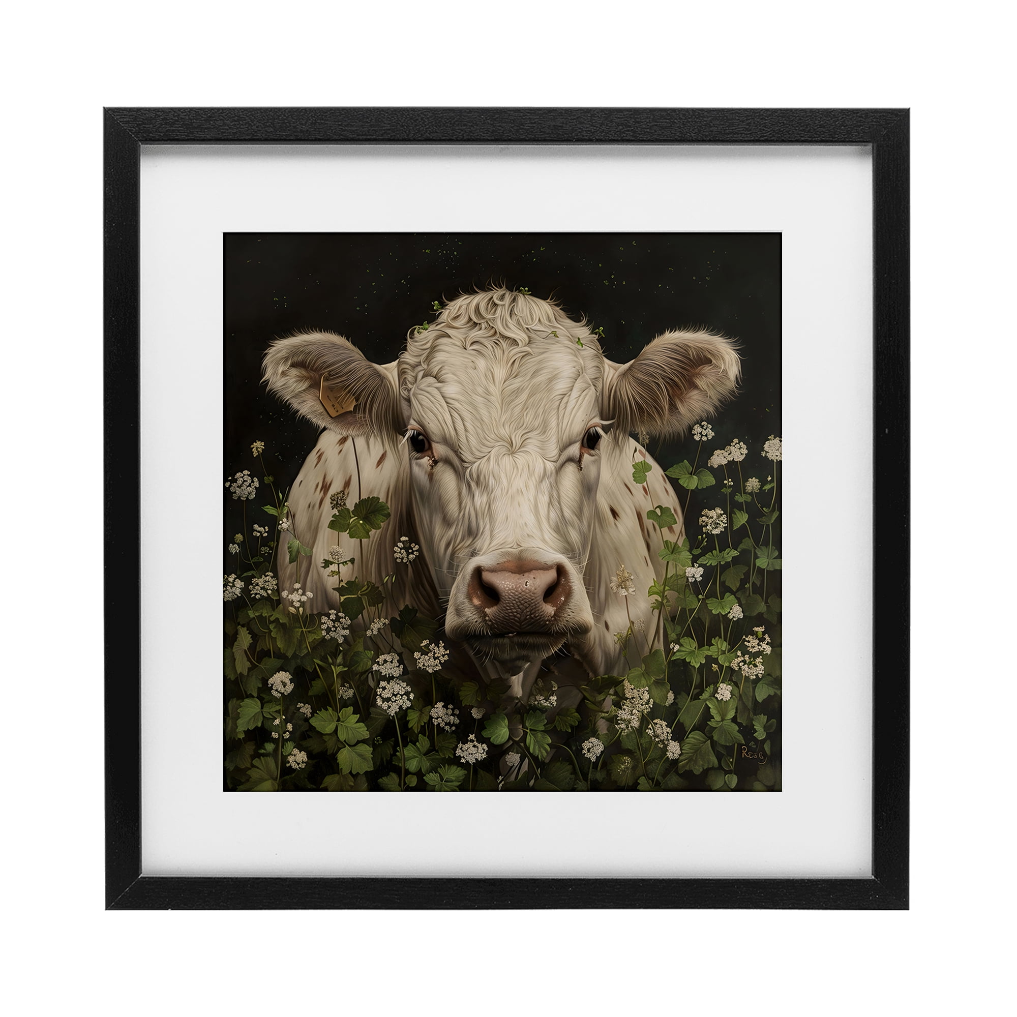 Stupell Industries Cow in the Green Meadow Black Framed Print Under Glass, design by Creative Studio