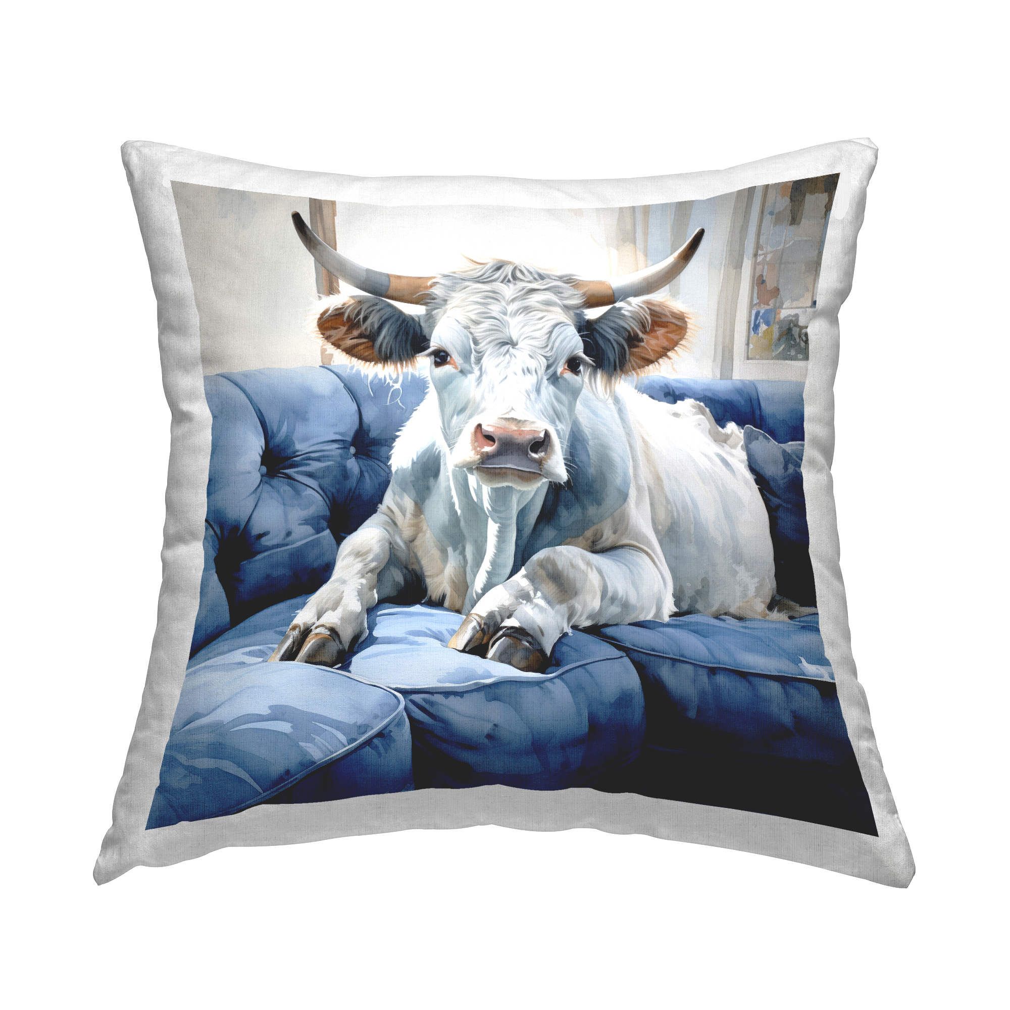 Stupell Industries Cow on Farmhouse Couch Decorative Printed Throw Pillow, 18 x 18