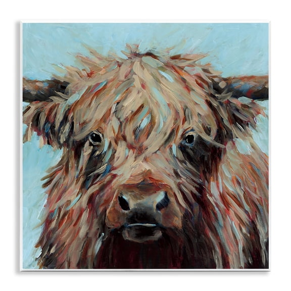 Stupell Industries Contemporary Cow on Vivid Turquoise Wall Plaque Art, 12 x 12, by Wani Pasion