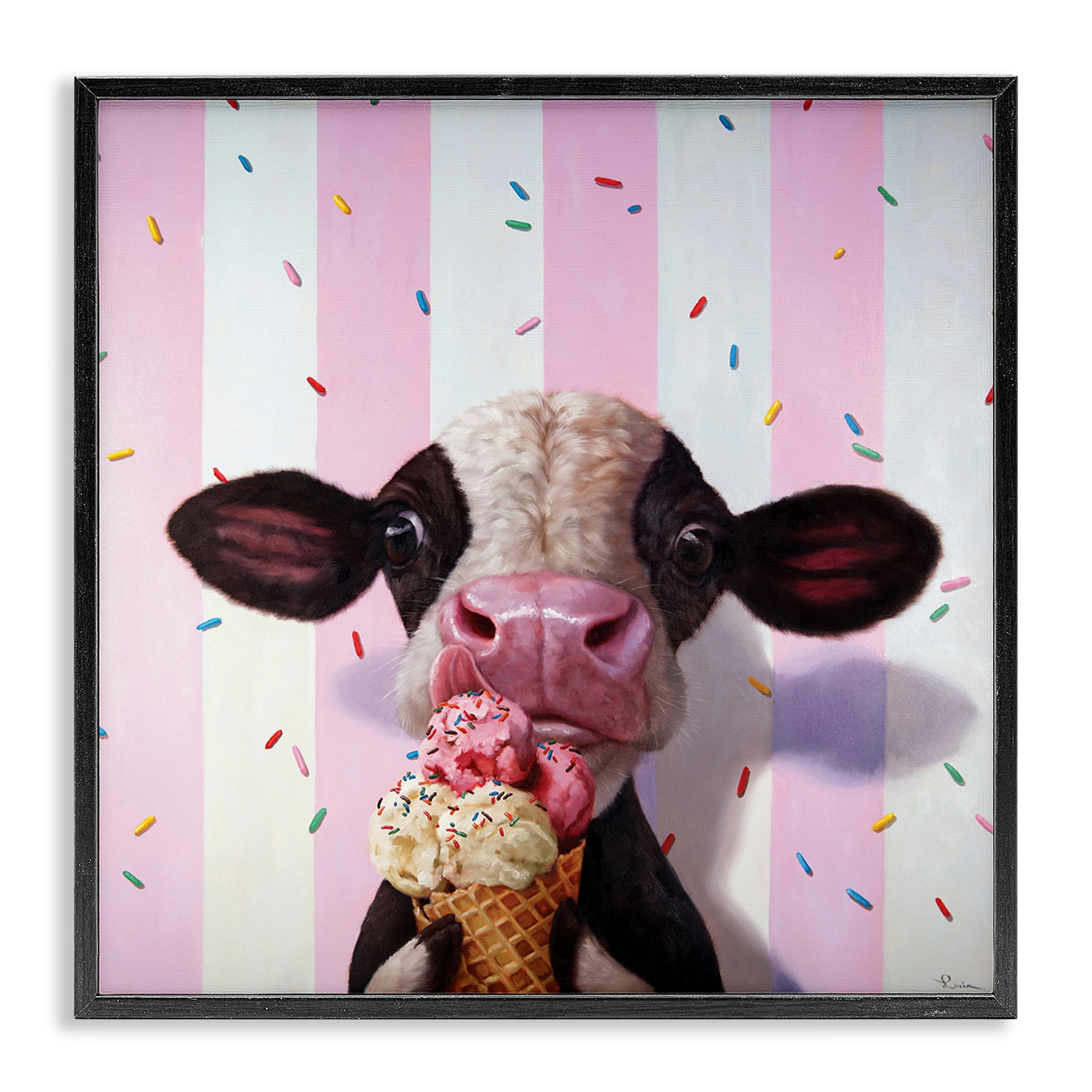 Stupell Industries Cow with Ice Cream Cone Animals & Insects Painting
