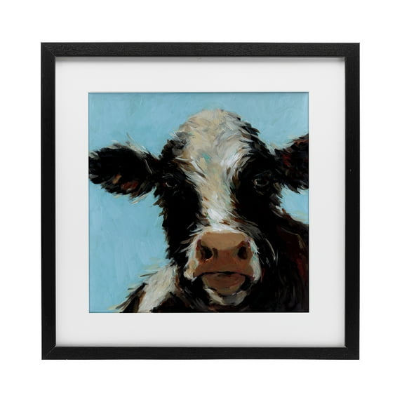 Stupell Industries Cow with Wispy Hair Black Framed Print Under Glass design by Wani Pasion, 13 x 13