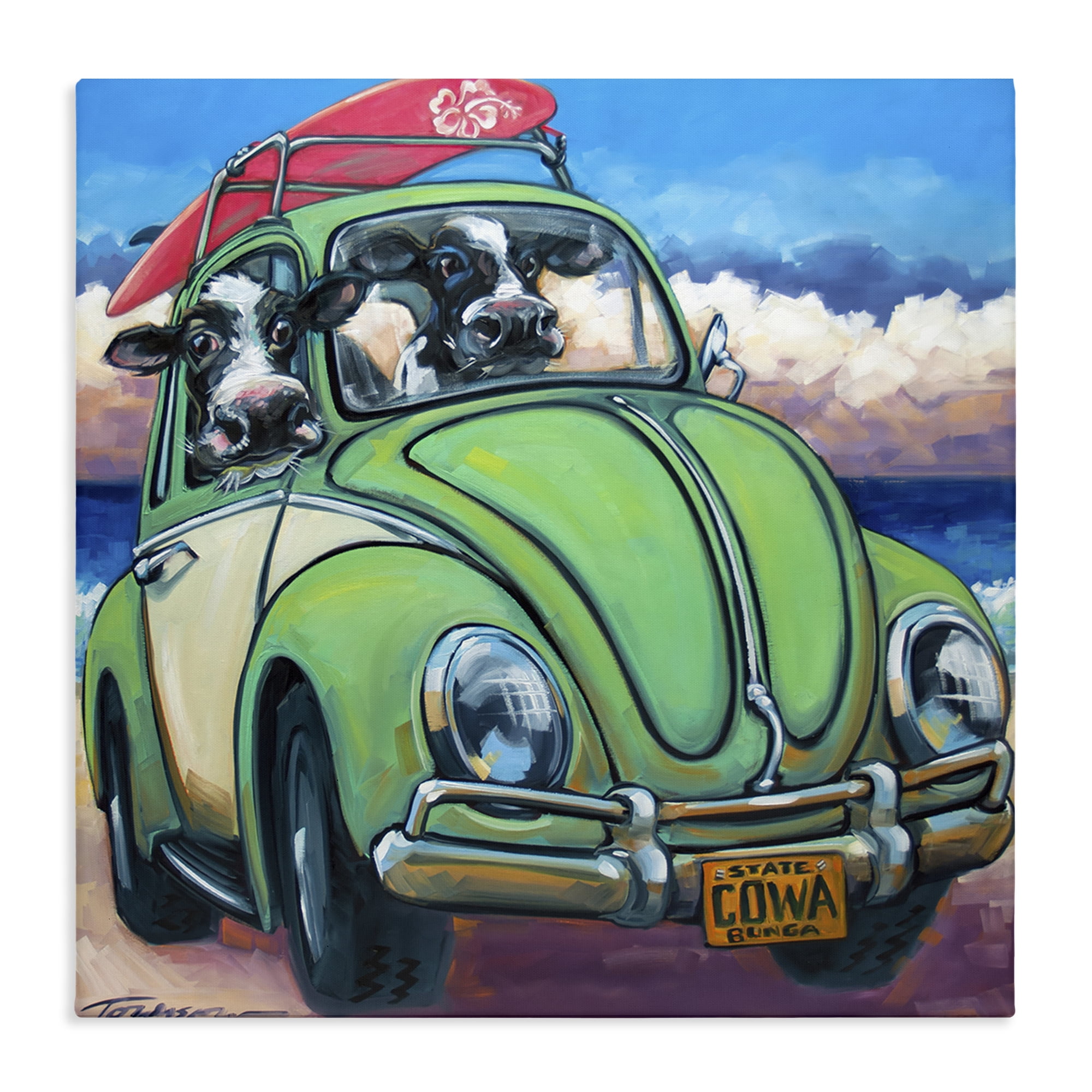 Stupell Industries Cowabunga Surfer Cows Canvas Wall Art, design by CR Townsend
