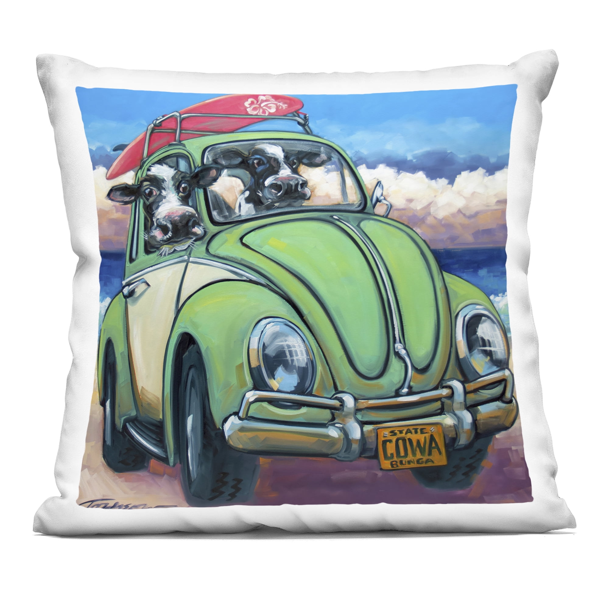 Stupell Industries Cowabunga Surfer Cows Decorative Printed Throw Pillow, design by CR Townsend, 18 x 7 x 18