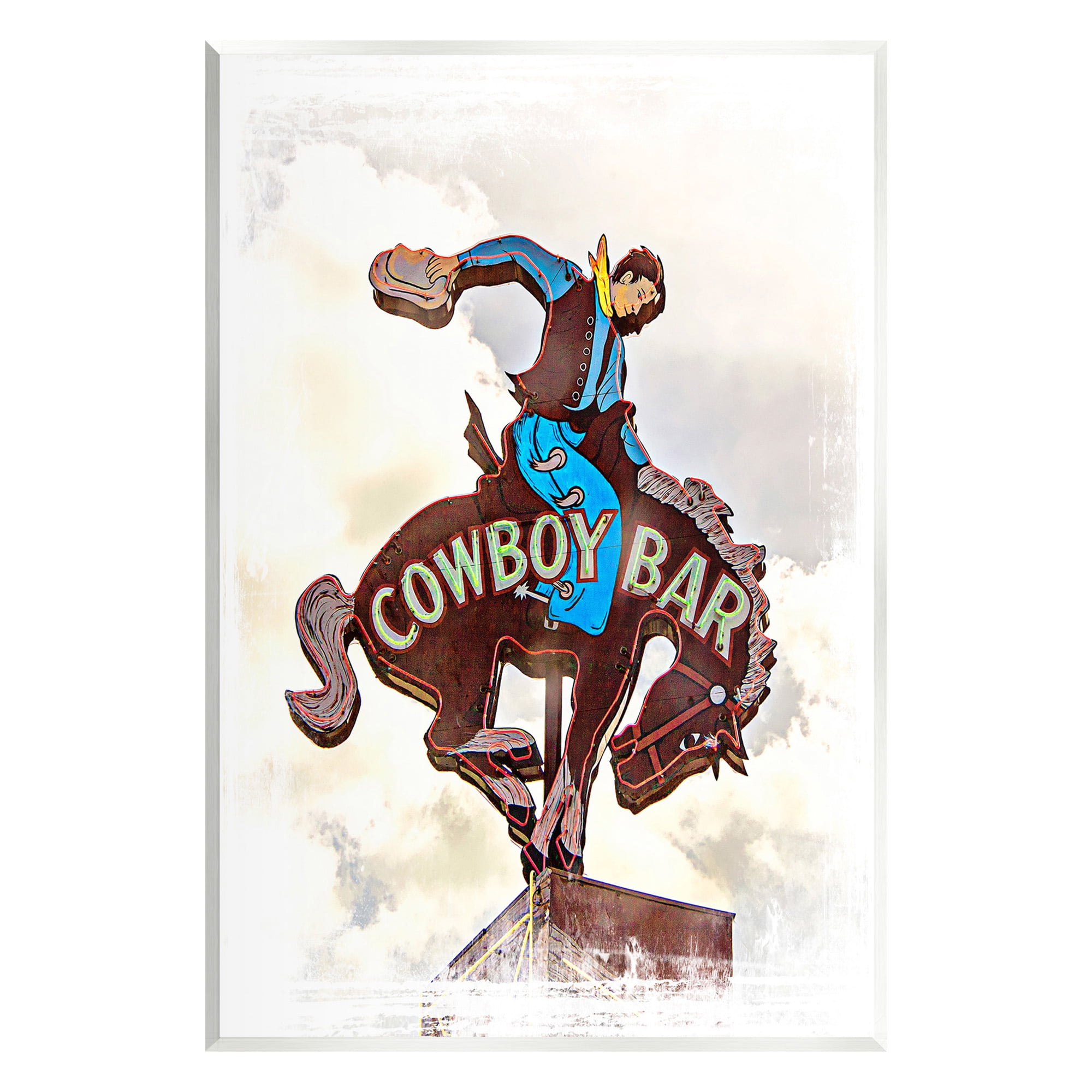Stupell Industries Cowboy Bar Sign Typography Painting Unframed Art Print Wall Art, 13 x 19