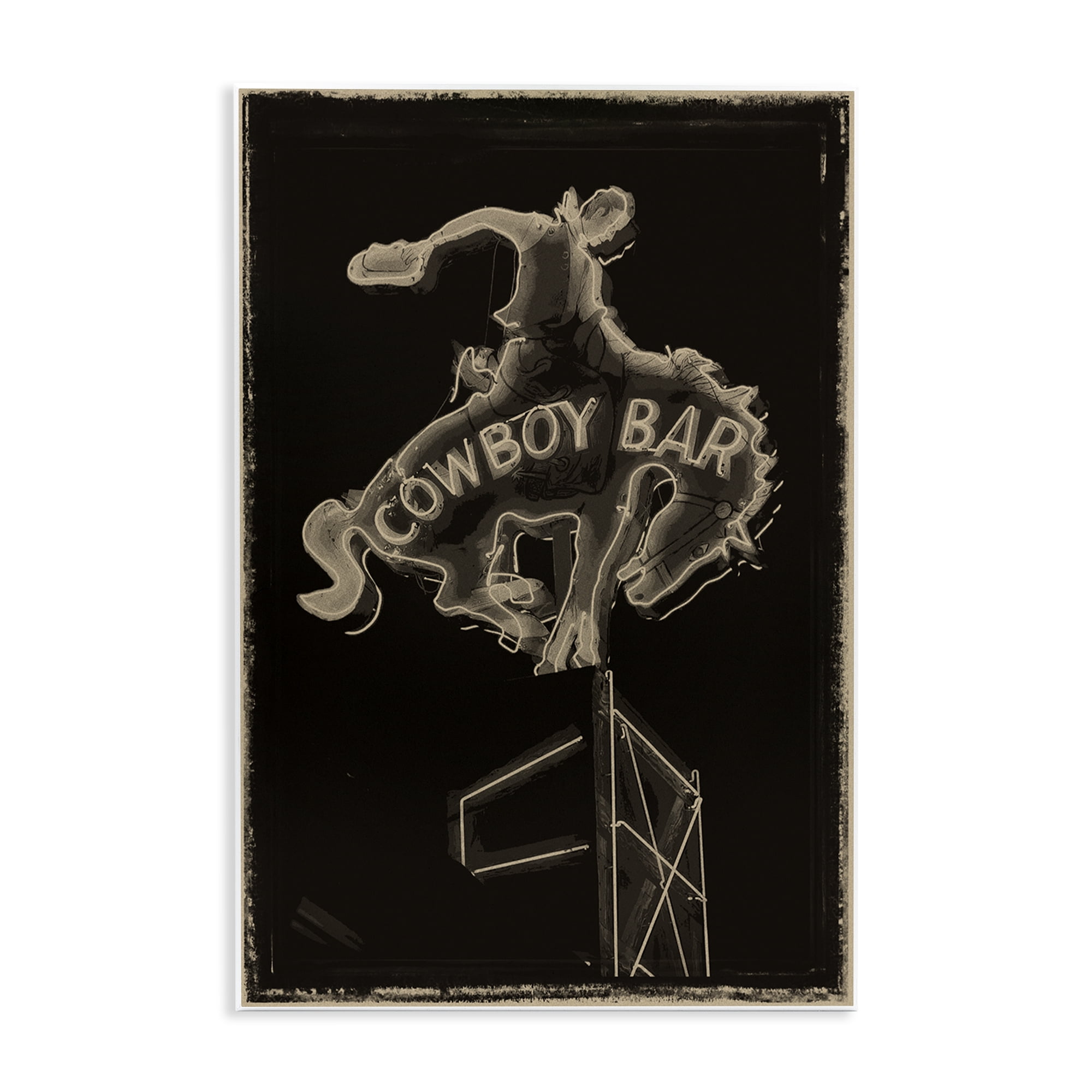 Stupell Industries Cowboy Bar on Black Wall Plaque Art, design by Grotto Studios
