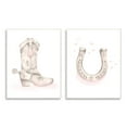 thumbnail image 1 of Stupell Industries Cowboy Boot Pink Stars Horseshoe Western Theme Graphic Art Unframed Art Print Wall Art, Set of 2, Design by Studio Q, 1 of 6