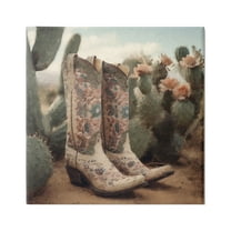 Stupell Industries Cowboy Boots & Cactus Beauty & Fashion Painting Gallery Wrapped Canvas Print Wall Art, 17 x 17