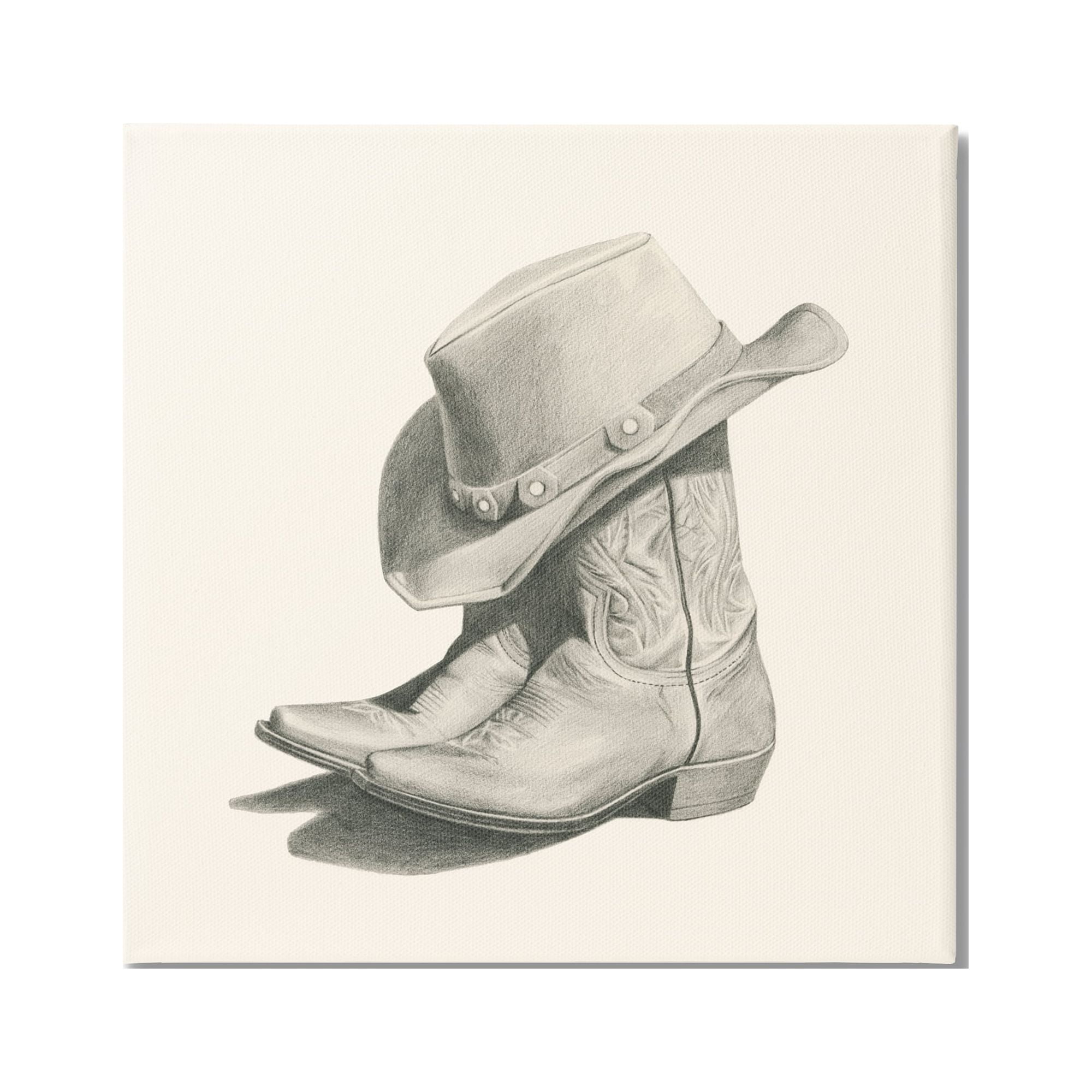 Stupell Industries Cowboy Boots Drawing Beauty & Fashion Drawing Gallery Wrapped Canvas Print Wall Art, 30 x 30