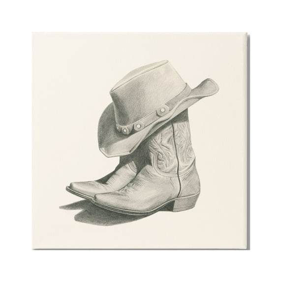 Stupell Industries Cowboy Boots Drawing Beauty & Fashion Drawing Gallery Wrapped Canvas Print Wall Art, 36 x 36