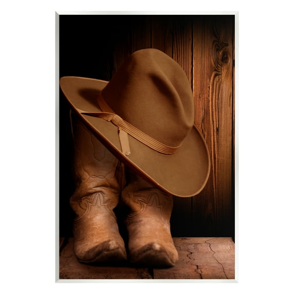 Stupell Industries Cowboy Boots & Hat Literature & Flim Photography Unframed Art Print Wall Art, 13 x 19