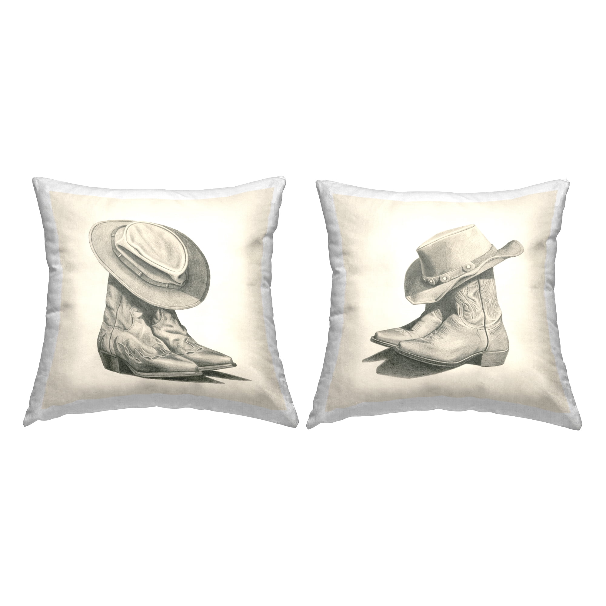 Stupell Industries Cowboy Boots & Hats Square Decorative Printed Throw Pillow, 18 x 18, Set of 2