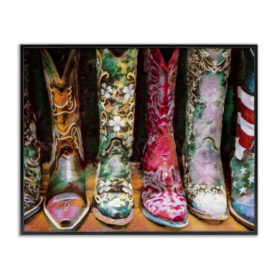 Stupell Industries Cowboy Boots Various Bold Designs Americana Apparel Painting Black Framed Art Print Wall Art, Design by Graffitee Studios