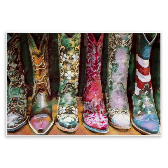 Stupell Industries Cowboy Boots Various Bold Designs Americana Apparel Painting Unframed Art Print Wall Art, Design by Graffitee Studios