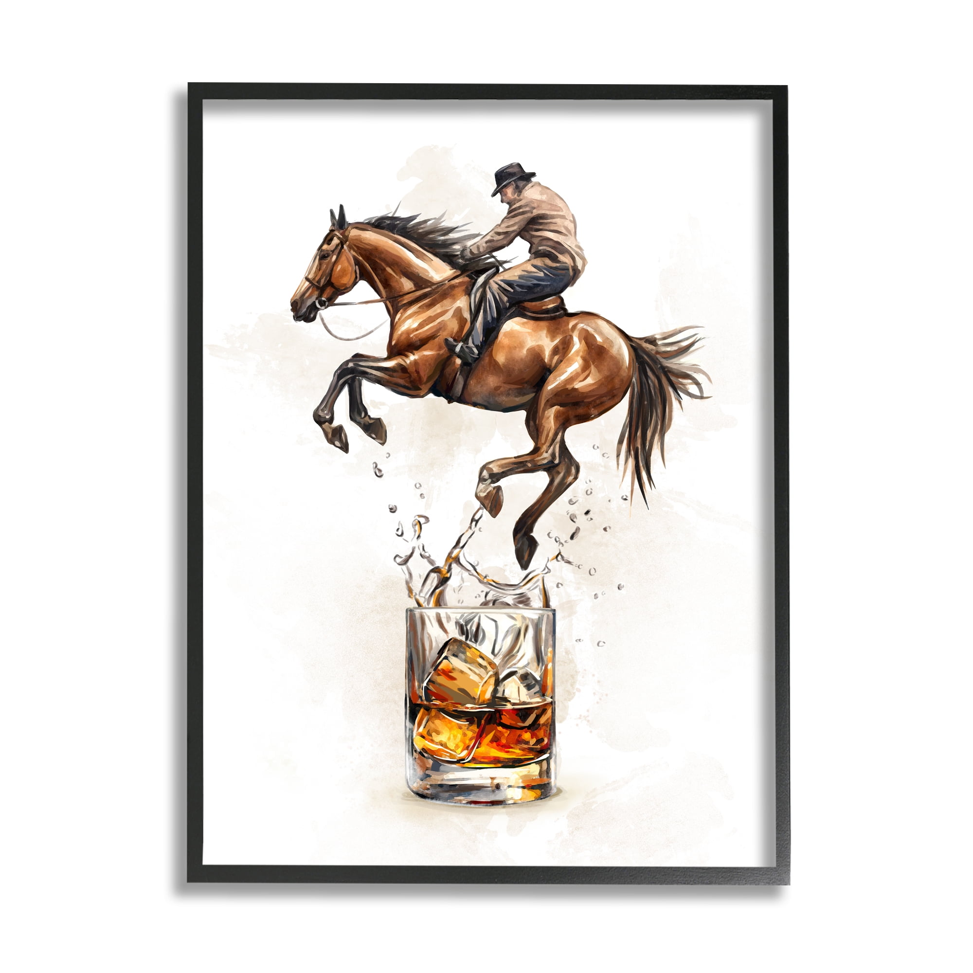 Stupell Industries Cowboy & Bourbon Animals & Insects Painting Black Framed Art Print Wall Art, 24 x 30